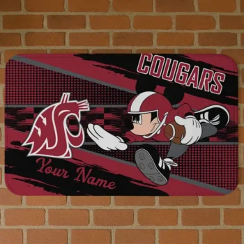 Custom Washington State Cougars Mickey Quarterback Crimson Black Doormat