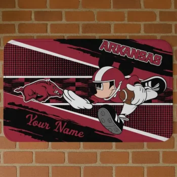 Customized Arkansas Razorbacks Mickey Quarterback Red Black Doormat