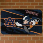 Customized Auburn Tigers Mickey Quarterback Navy Blue Black Doormat