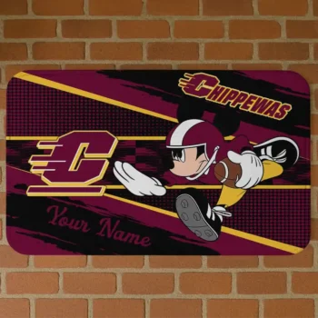 Customized Central Michigan Chippewas Mickey Quarterback Maroon Black Doormat