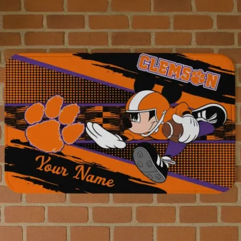 Customized Clemson Tigers Mickey Quarterback Orange Black Doormat