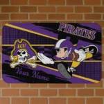 Customized East Carolina Pirates Mickey Quarterback Purple Black Doormat