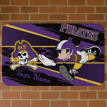 Customized East Carolina Pirates Mickey Quarterback Purple Black Doormat