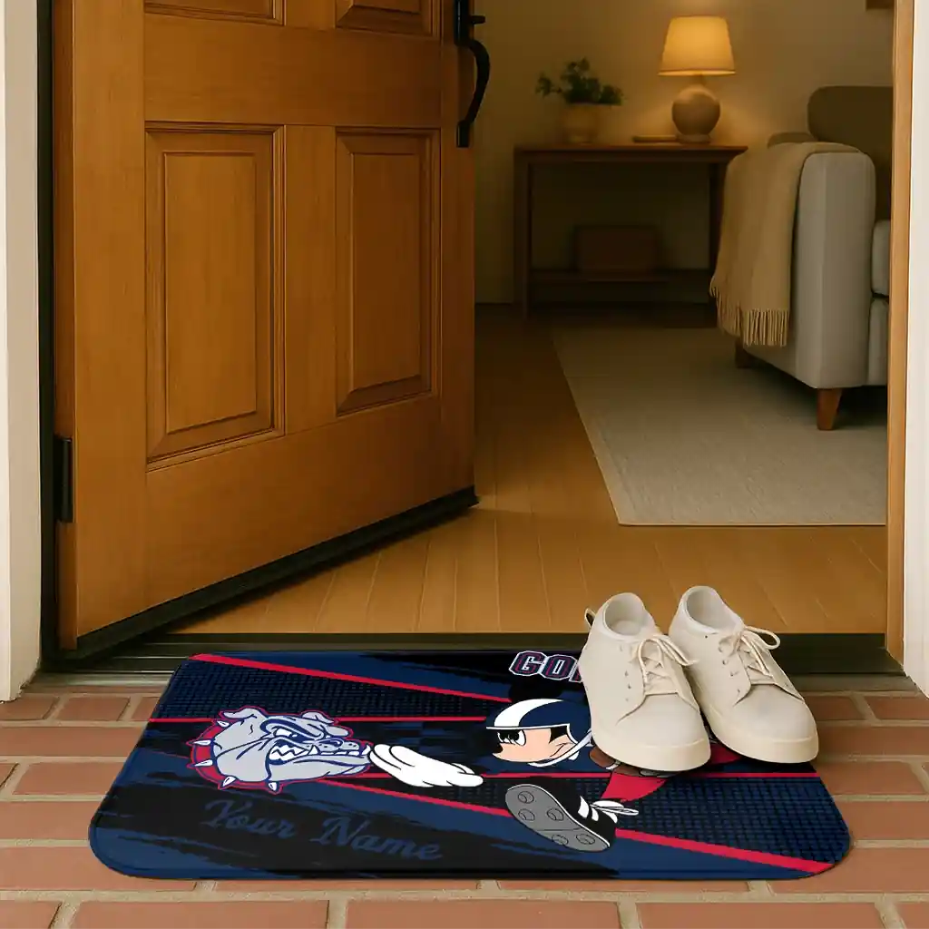 customized-gonzaga-bulldogs-mickey-quarterback-blue-black-doormat-fashion-forward.webp