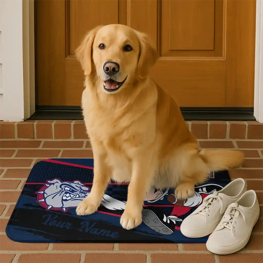 customized-gonzaga-bulldogs-mickey-quarterback-blue-black-doormat-high-quality.webp