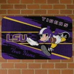 Customized LSU Tigers Mickey Quarterback Purple Black Doormat