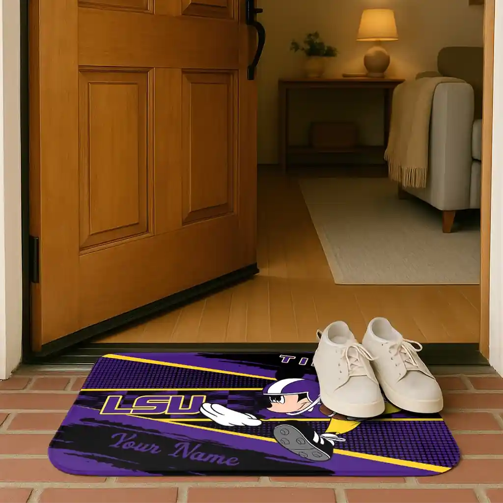 customized-lsu-tigers-mickey-quarterback-purple-black-doormat-fashion-forward.webp