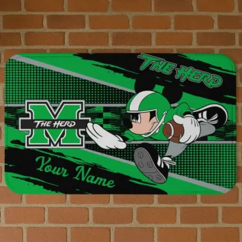 Customized Marshall Thundering Herd Mickey Quarterback Green Black Doormat