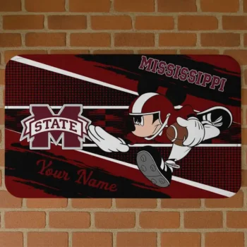 Customized Mississippi State Bulldogs Mickey Quarterback Maroon Black Doormat