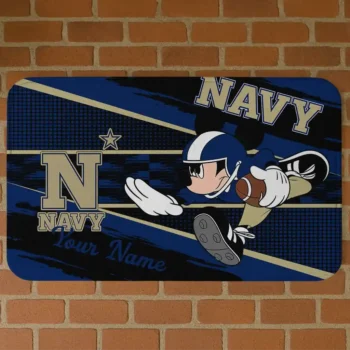 Customized Navy Midshipmen Mickey Quarterback Blue Black Doormat