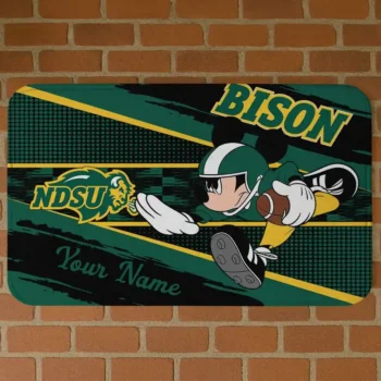 Customized North Dakota State Bison Mickey Quarterback Green Black Doormat
