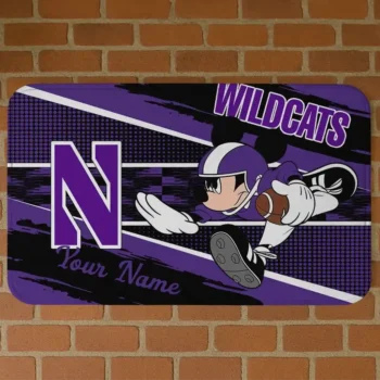 Customized Northwestern Wildcats Mickey Quarterback Purple Black Doormat