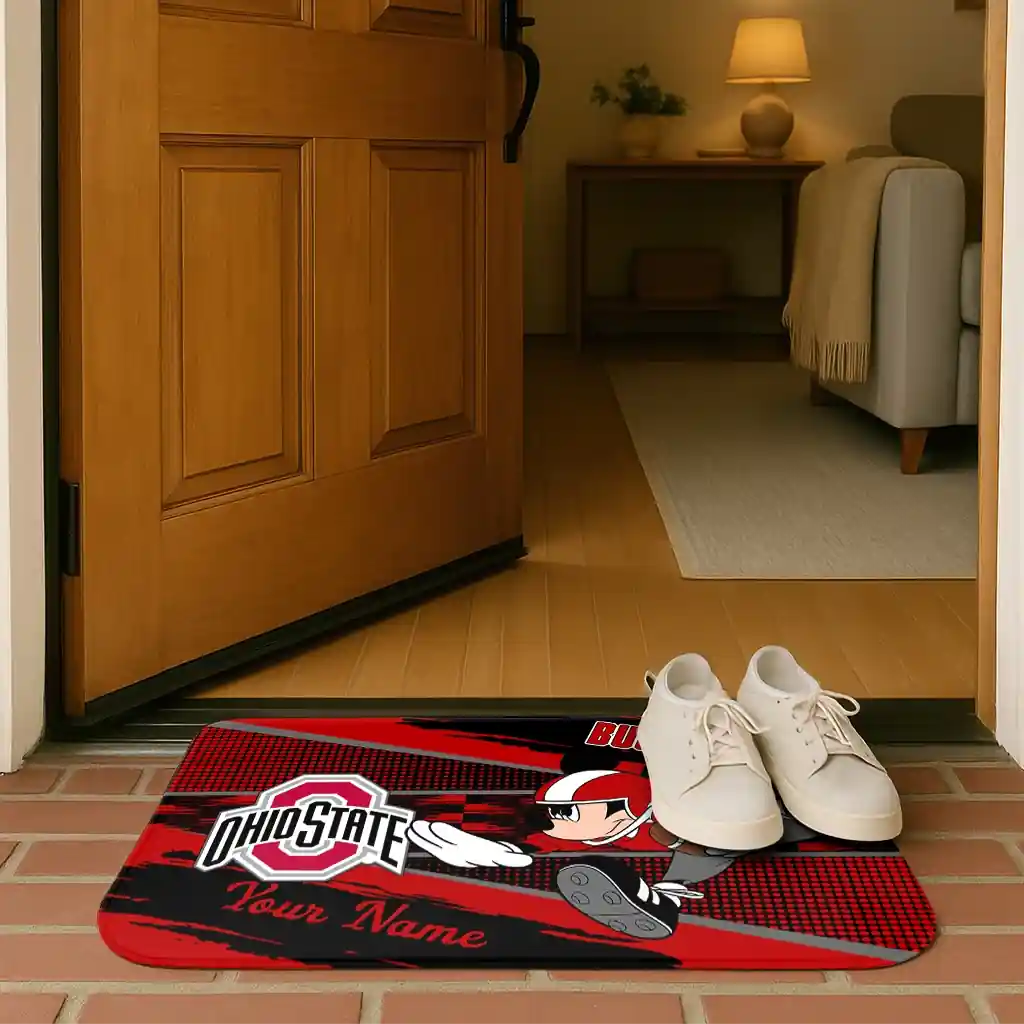 customized-ohio-state-buckeyes-mickey-quarterback-scarlet-black-doormat-fashion-forward.webp