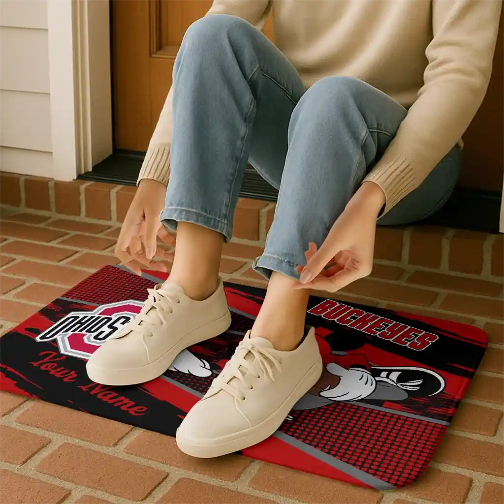 customized-ohio-state-buckeyes-mickey-quarterback-scarlet-black-doormat-top-rated.webp