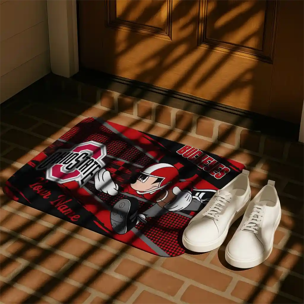 customized-ohio-state-buckeyes-mickey-quarterback-scarlet-black-doormat-trendy.webp