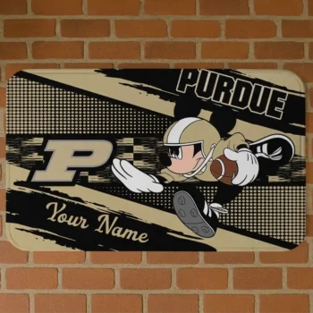 Customized Purdue Boilermakers Mickey Quarterback Gold Black Doormat