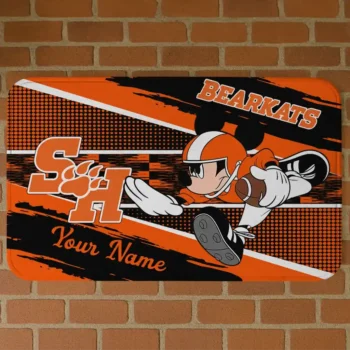 Customized Sam Houston Bearkats Mickey Quarterback Orange Black Doormat
