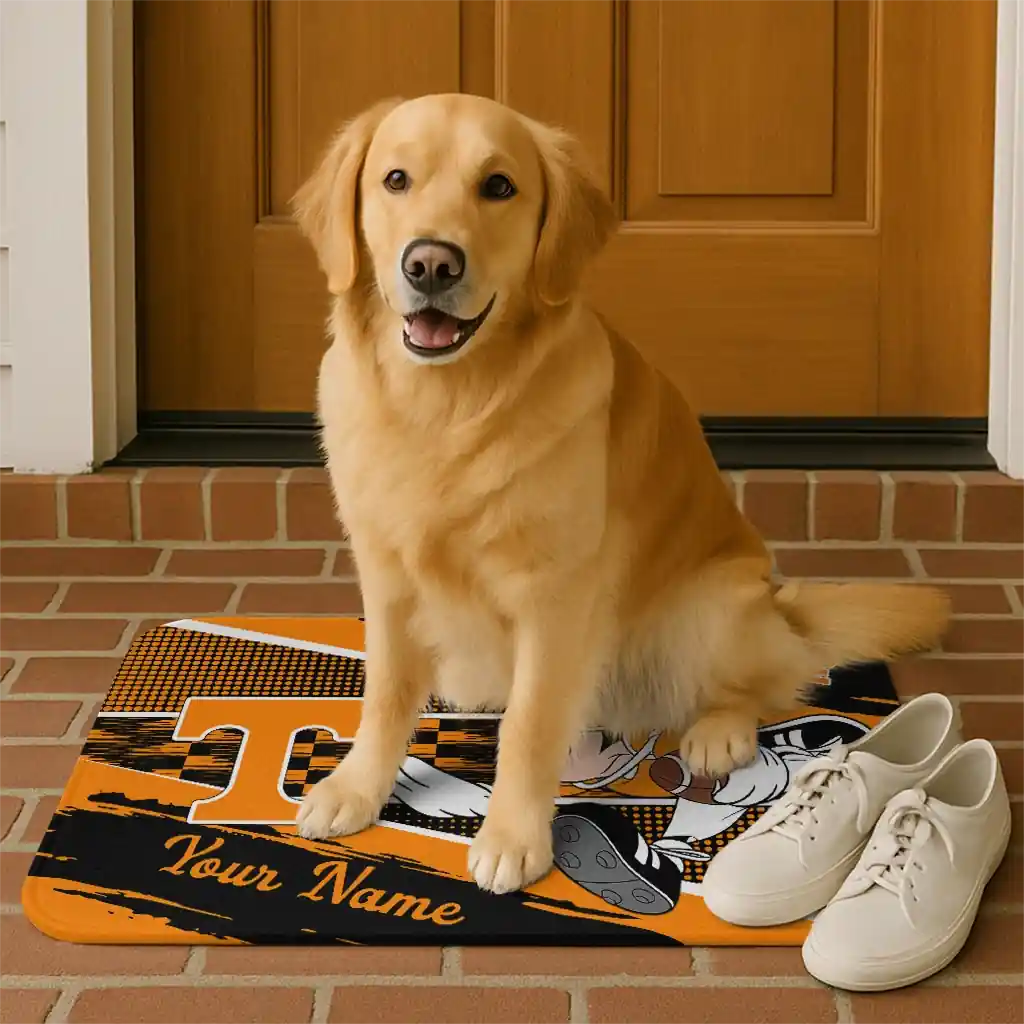 customized-tennessee-volunteers-mickey-quarterback-orange-black-doormat-high-quality.webp