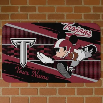 Customized Troy Trojans Mickey Quarterback Red Black Doormat