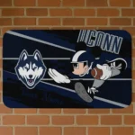 Customized UConn Huskies Mickey Quarterback Blue Black Doormat