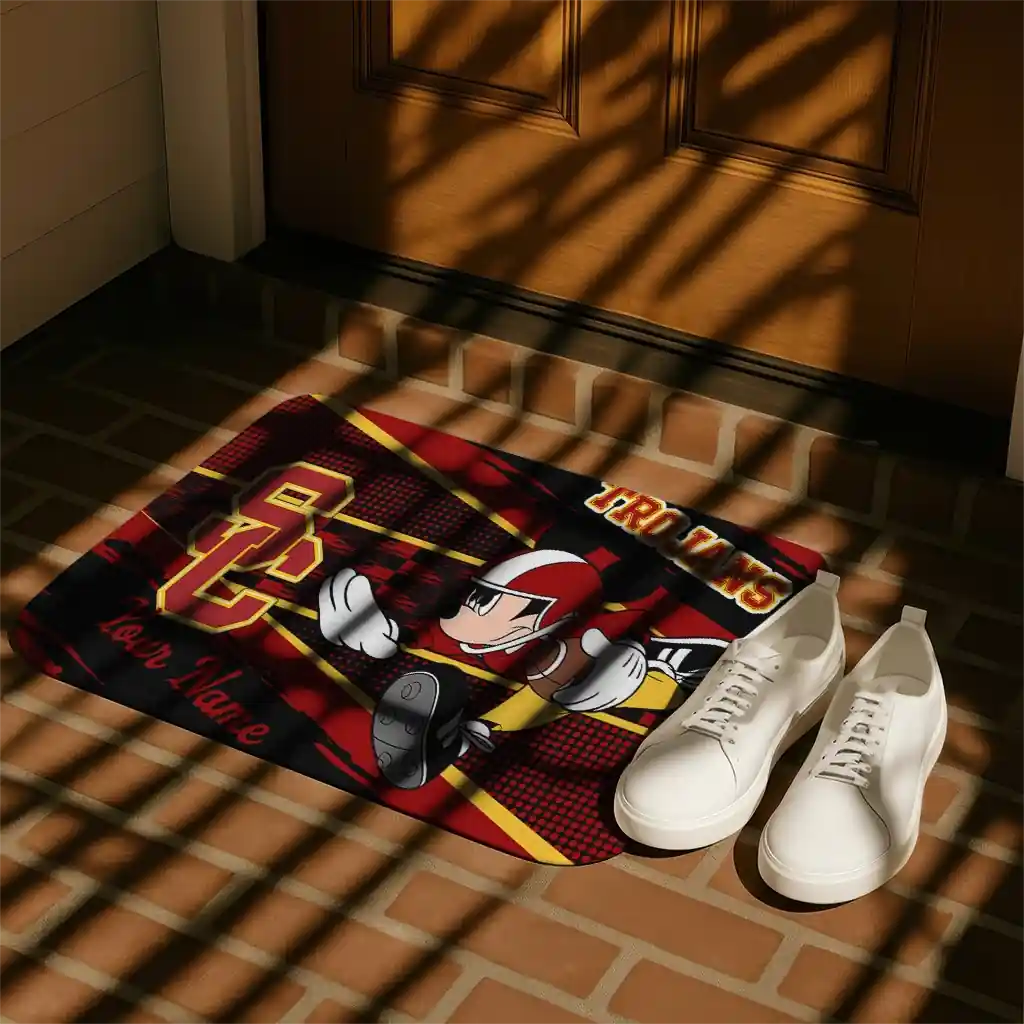 customized-usc-trojans-mickey-quarterback-red-black-doormat-trendy.webp