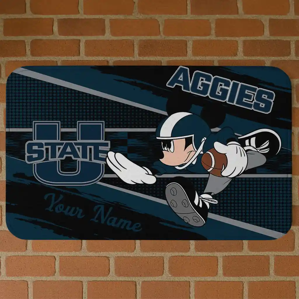 customized-utah-state-aggies-mickey-quarterback-navy-black-doormat-best-selling.webp customized utah state aggies mickey quarterback navy black doormat best selling