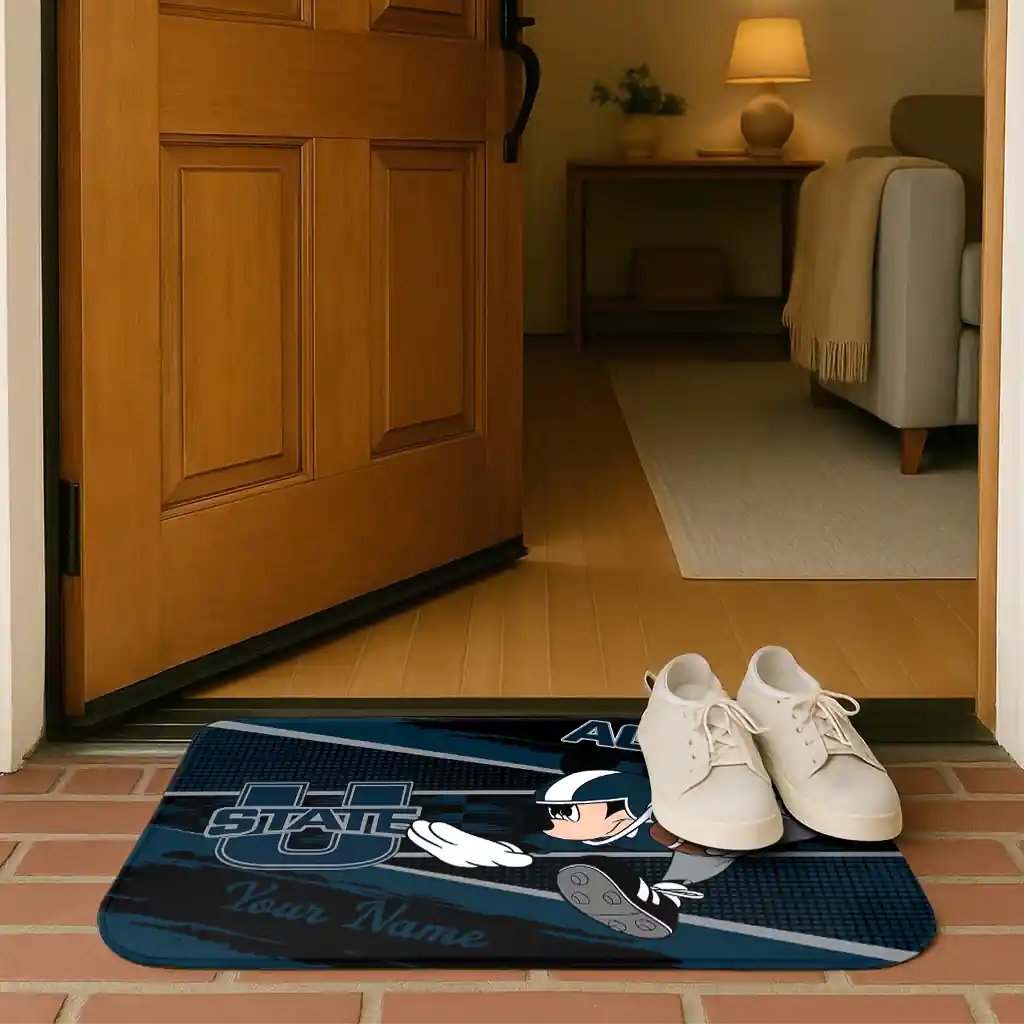 customized-utah-state-aggies-mickey-quarterback-navy-black-doormat-fashion-forward.webp