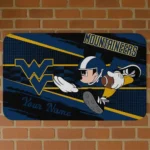 Customized West Virginia Mountaineers Mickey Quarterback Blue Black Doormat