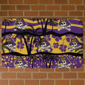 East Carolina Pirates Palm Silhouette Purple Black Doormat