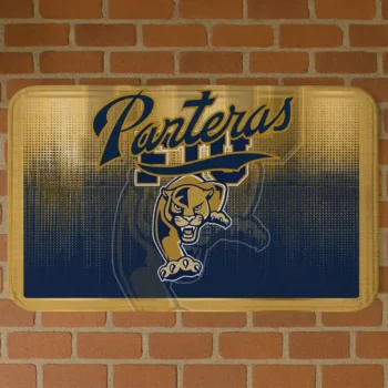 FIU Panthers Pixel Blur Blue Doormat