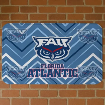 Florida Atlantic Owls Chevron Geometrics Blue Doormat
