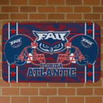 Florida Atlantic Owls Helmet Illustration Blue Doormat