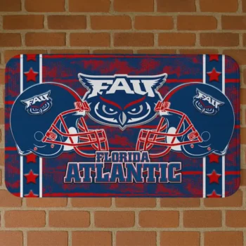 Florida Atlantic Owls Helmet Illustration Blue Doormat