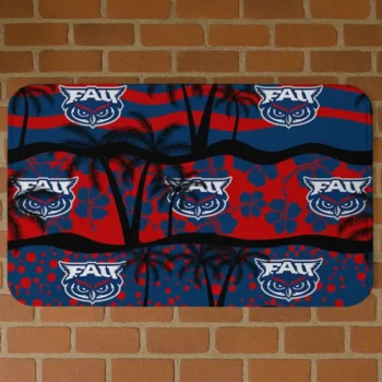 Florida Atlantic Owls Palm Silhouette Blue Black Doormat