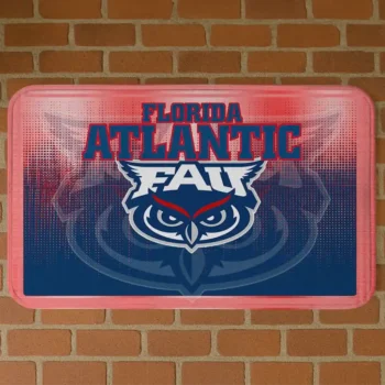Florida Atlantic Owls Pixel Blur Blue Doormat