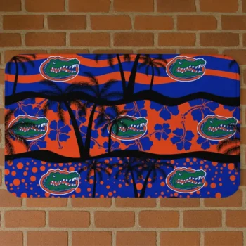 Florida Gators Palm Silhouette Blue Black Doormat