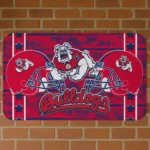 Fresno State Bulldogs Helmet Illustration Red Doormat