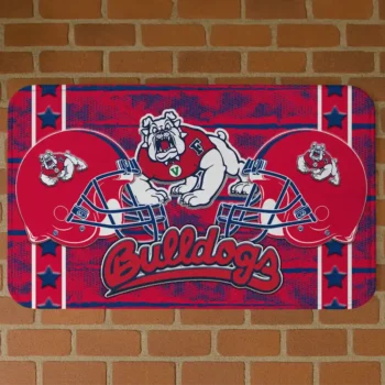Fresno State Bulldogs Helmet Illustration Red Doormat