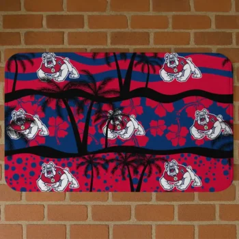 Fresno State Bulldogs Palm Silhouette Red Black Doormat