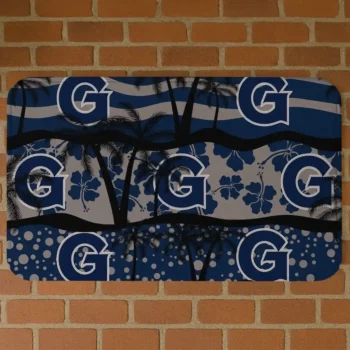 Georgetown Hoyas Palm Silhouette Blue Black Doormat