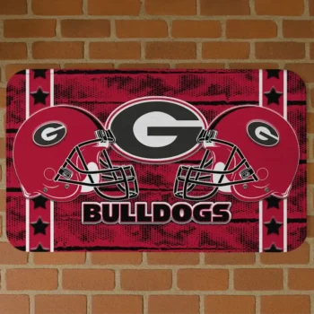 Georgia Bulldogs Helmet Illustration Red Doormat