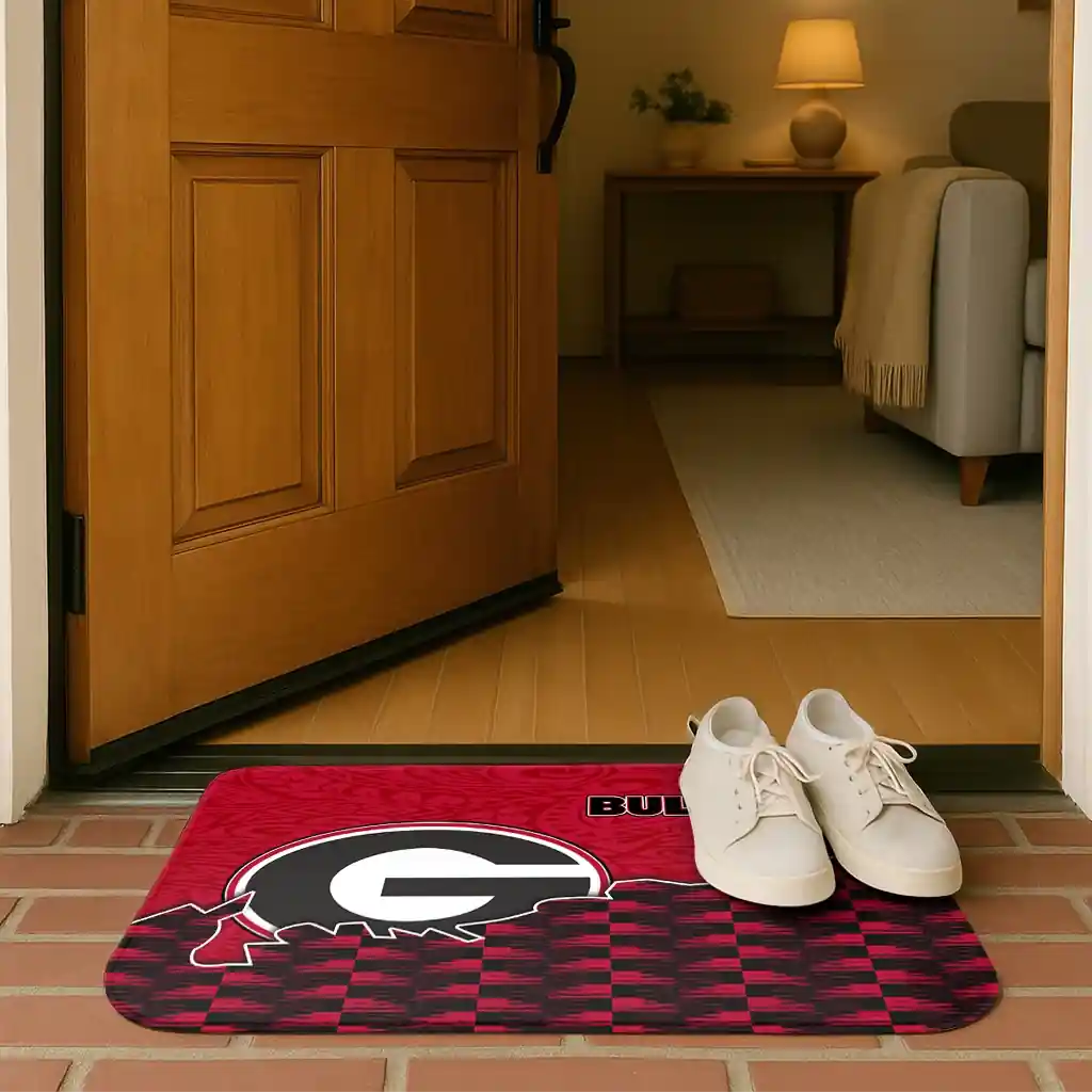 georgia-bulldogs-tribal-detailing-red-black-doormat-fashion-forward.webp