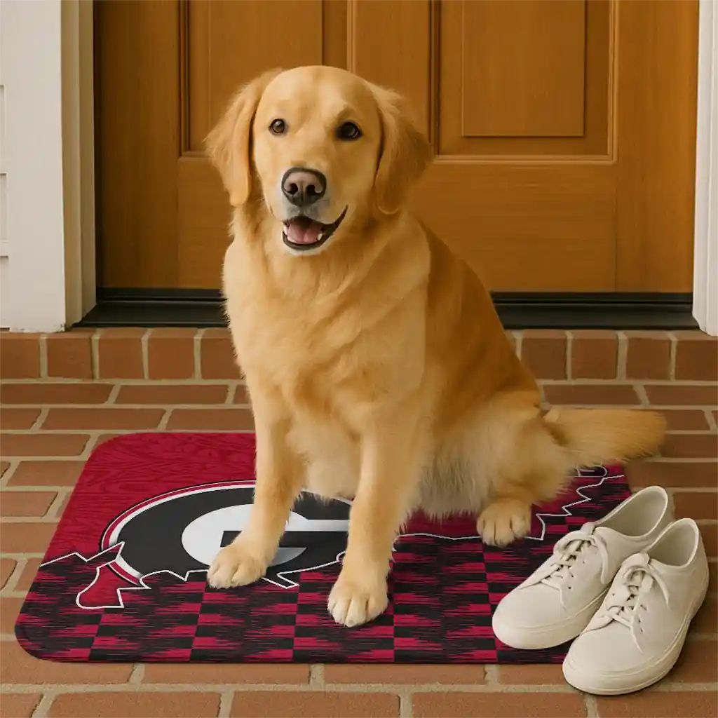 georgia-bulldogs-tribal-detailing-red-black-doormat-high-quality.webp