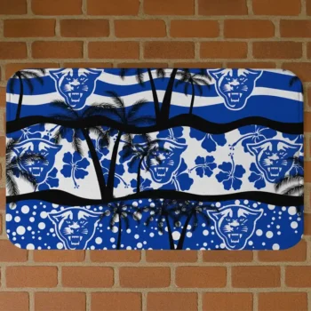 Georgia State Panthers Palm Silhouette Blue Black Doormat