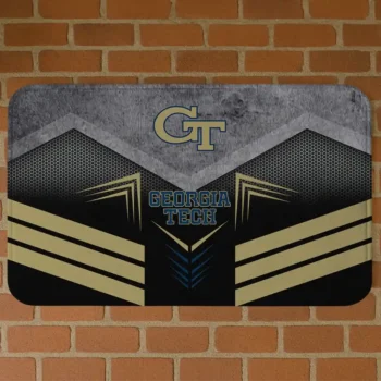 Georgia Tech Yellow Jackets Chevron Points Gold Black Doormat