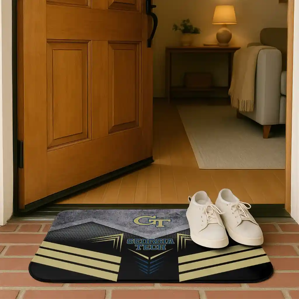 georgia-tech-yellow-jackets-chevron-points-gold-black-doormat-fashion-forward.webp