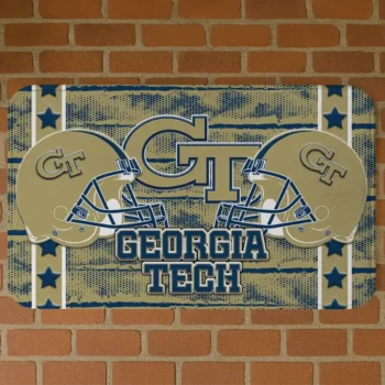 Georgia Tech Yellow Jackets Helmet Illustration Gold Doormat