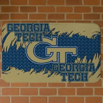Georgia Tech Yellow Jackets Plate Rip Gold Doormat