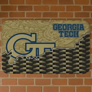 Georgia Tech Yellow Jackets Tribal Detailing Gold Black Doormat