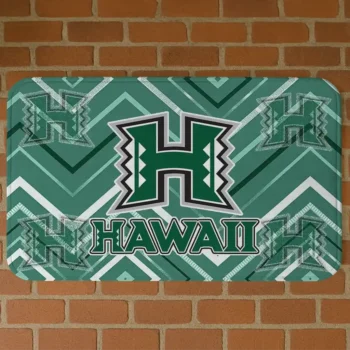 Hawaii Rainbow Warriors Chevron Geometrics Green Doormat